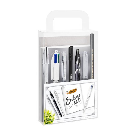 1 - BIC Writing Set SILVER KIT 7 Penne + Notebook  9576121