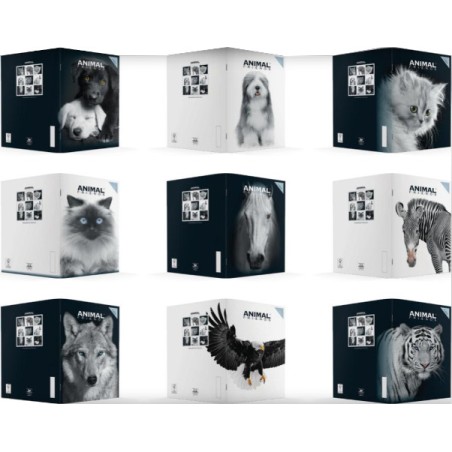 1 - RIPLAST - Conf.8 pz Quaderni ANIMAL FRIENDS B&W Rig.Assortite 28+1 fogli 80 gr 64AFMBW**