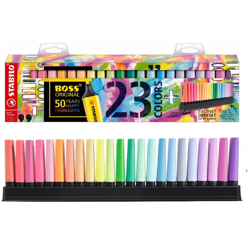 Set 23 pezzi Evidenziatore Stabilo Boss colori assortiti