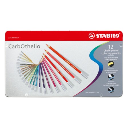 1 - STABILO Pastelli a Carboncino CARBOTHELLO con Scatola in Metallo 12 Pezzi