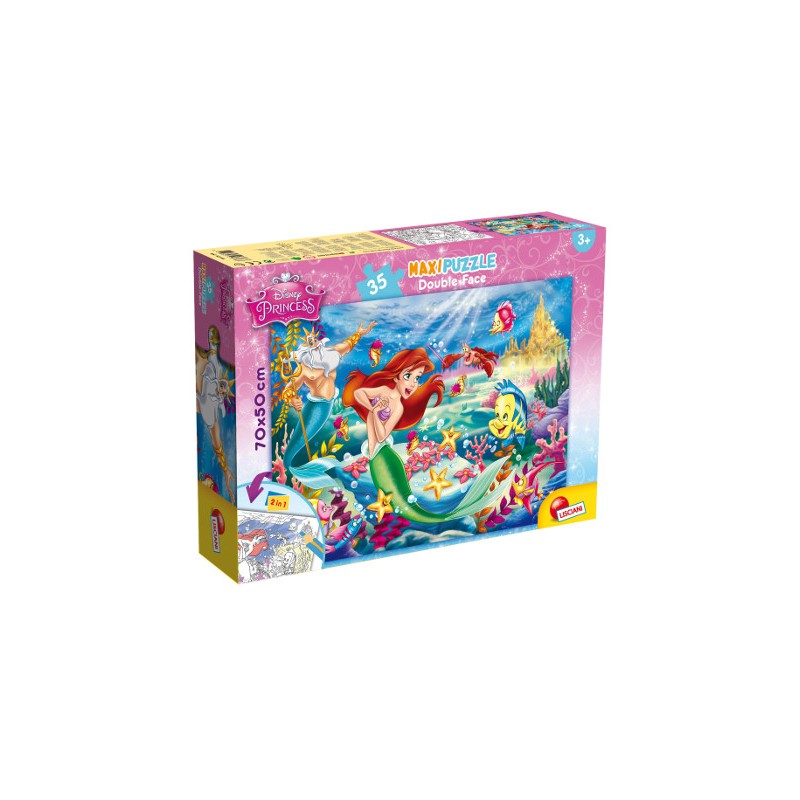 LISCIANI - PUZZLE DOUBLE FACE SUPERMAXI SIRENETTA 70X50 35PZ 48168 Gioco interattivo per bambini +3A