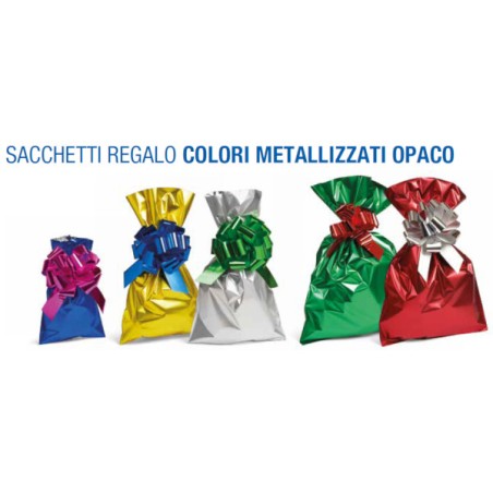 1 - NIJI 100 pezzi Sacchetti regalo in carta colorata metallizzata opaca 20x35 60718