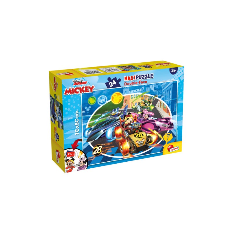 LISCIANI - PUZZLE DOUBLE FACE SUPERMAXI MICKEY 70X50 24PZ 74099 Gioco interattivo per bambini +3A