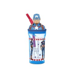 1 - BICCHIERE TRITAN CAPITAN AMERICA C/CANNUCC. 3D ST74866