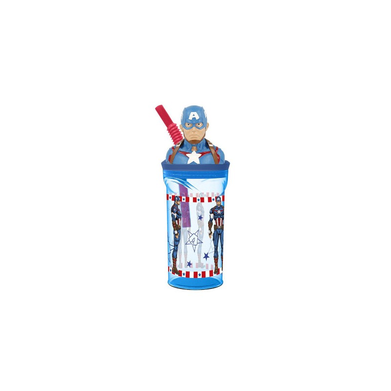 BICCHIERE TRITAN CAPITAN AMERICA C/CANNUCC. 3D ST74866