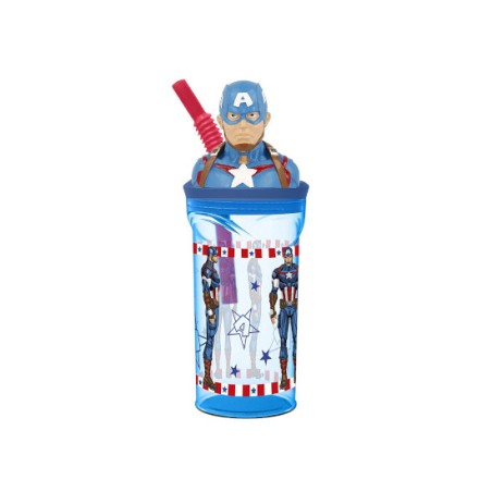 BICCHIERE TRITAN CAPITAN AMERICA C/CANNUCC. 3D ST74866