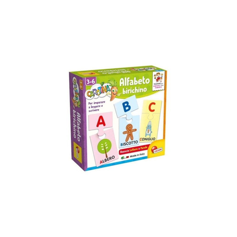 LISCIANI - CAROTINA QUADROTTE ALFABETO BIRICHINO 87464 Gioco Educativo per bambini e prima infanzia