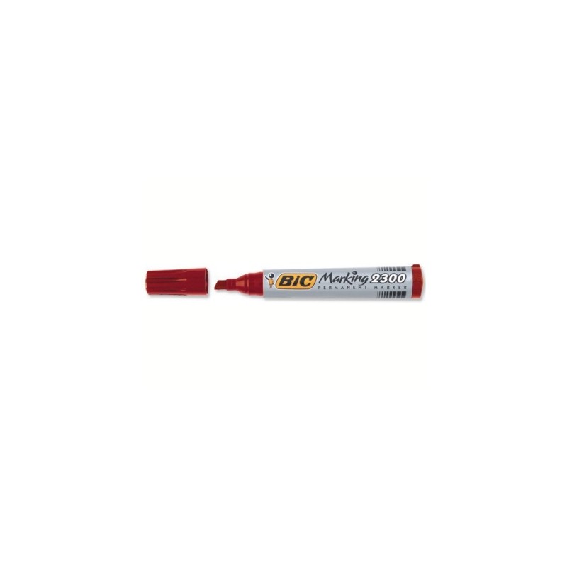 BIC Marking 2300 Marcatore Permanente Punta Scalpello Rosso Tratto 3,7 mm 12 Pz 820924