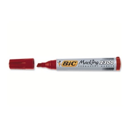 BIC Marking 2300 Marcatore Permanente Punta Scalpello Rosso Tratto 3,7 mm 12 Pz 820924