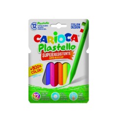 1 - 12 pz Pastelli a cera Plastello Carioca colori assortiti 42711