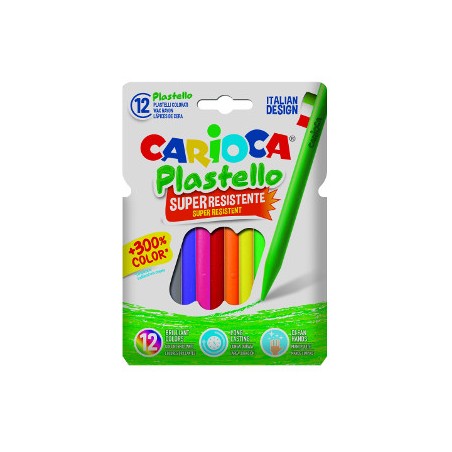 12 pz Pastelli a cera Plastello Carioca colori assortiti 42711