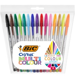 1 - BIC CRISTAL LARGE MULTICOLOR Set da 15 pz di penne a Biro di colori assortiti 972065