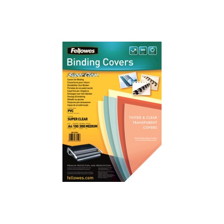 1 - FELLOWES 100 pezzi Copertine in PVC trasparenti A4 300MY 53763