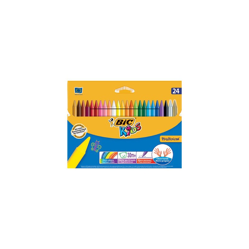 BIC Kids Plastidecor Pastelli a Cera 24 Pz colori assortiti 829772