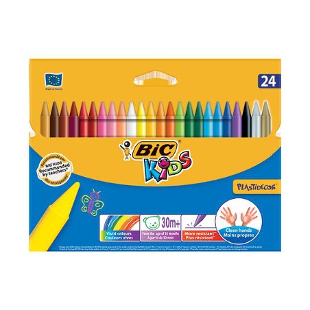 1 - BIC 24 pz Pastelli a cera Plastidecor colori assortiti 829772