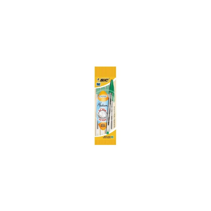 BIC CRISTAL ORIGINAL Set da 4 pz di penne a Biro di colore Verde 8308591 8308581