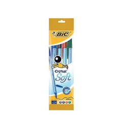 1 - BIC CRISTAL SOFT Set da 4 pz di penne Biro colori assortiti Blu, Nero, Rosso, Verde 918530