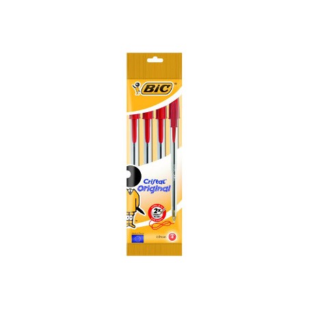 BIC CRISTAL ORIGINAL Set da 4 pz di penne a Biro di colore Rosso 8308611