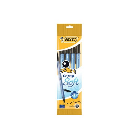 1 - BIC CRISTAL SOFT Set da 4 pz di penne Biro di colore Nero 918526