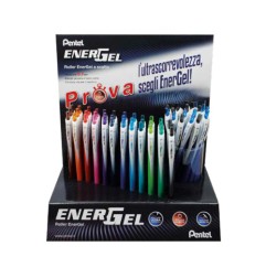 1 - PENTEL Espositore 120 pezzi Penna Roller Energel Slim 07 colori N/R/B 0022244