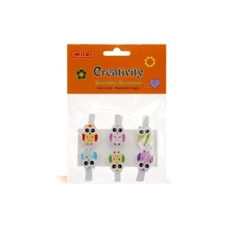 ACCESSORI CREATIVITY MOLLETTE GUFO IN LEGNO WD22