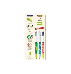 1 - BIC Set da 12 pz Penna Biro a sfera 4 colori VELOURS 9672771