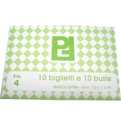 1 - PICARTA Set 10 Biglietti da Visita e 10 Buste di colore Bianco, f.to 4 7x11 cm 40410