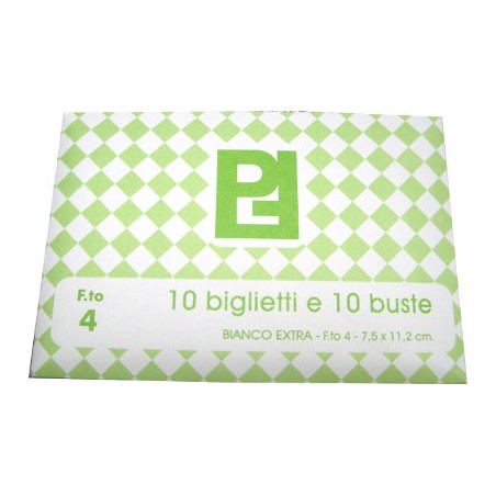 PICARTA Set 10 Biglietti da Visita e 10 Buste di colore Bianco, f.to 4 7x11 cm 40410