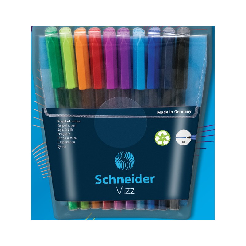 10 pz Penna Biro Vizz M Schneider 10 colori assortiti 102290