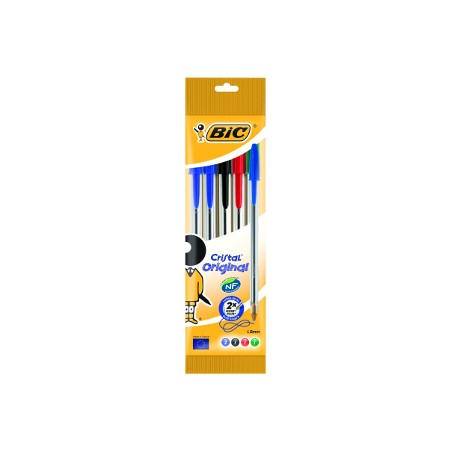 1 - BIC CRISTAL ORIGINAL 4 Set da 5 pz di colori assortiti Blu, Nero, Verde, Rosso 802054