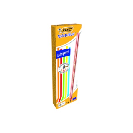 1 - BIC Conf.12 pz Matite Nere Evolution Stripes 646 HB Multicolor 918487