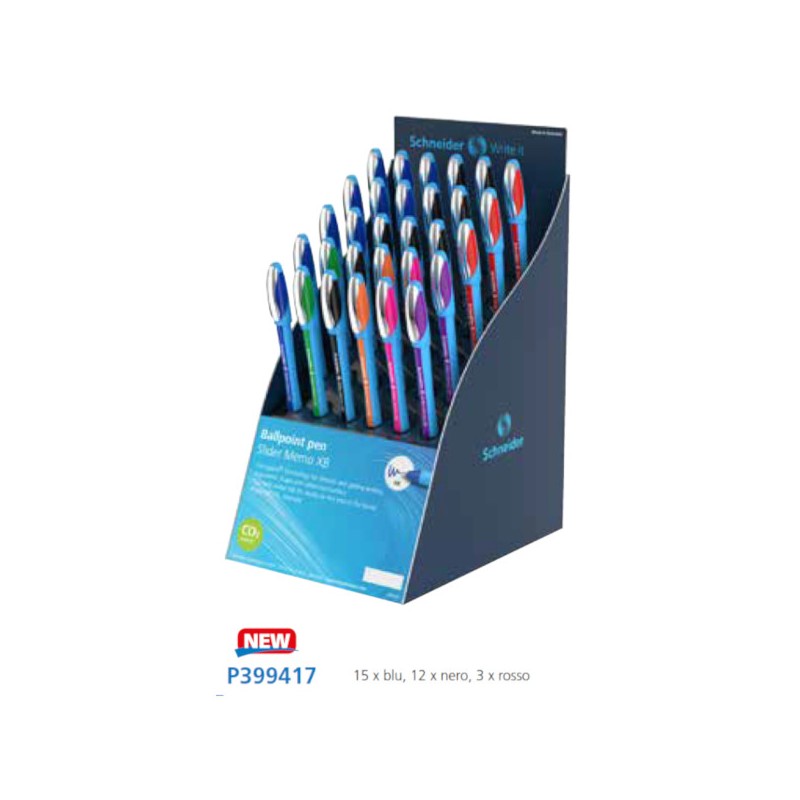 30 pz Penna Biro Slider Memo XB Schneider colore nero blu rosso 399417