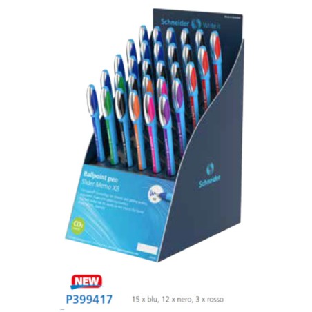 30 pz Penna Biro Slider Memo XB Schneider colore nero blu rosso 399417