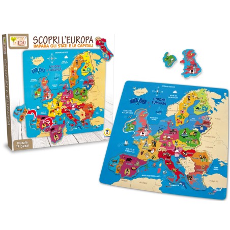 TEOREMA FATTO DI LEGNO - SCOPRI L'EUROPA PUZZLE 17 PZ 40461