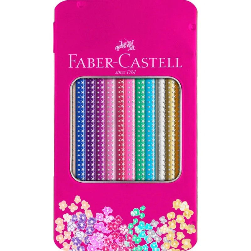 PASTELLI FABER-CASTELL SPARKLE ROSA - 12 COL. BRILLANTI TRIANG. 201737