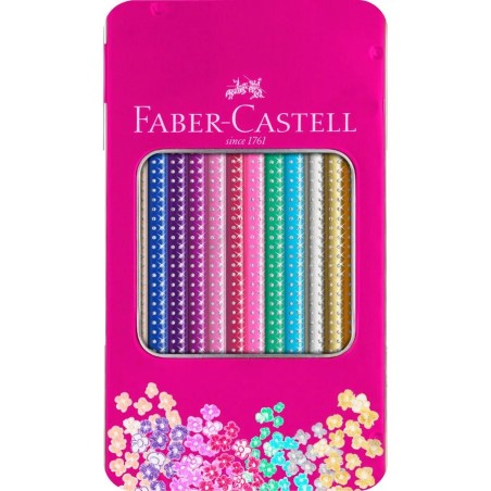 1 - PASTELLI FABER-CASTELL SPARKLE ROSA - 12 COL. BRILLANTI TRIANG. 201737