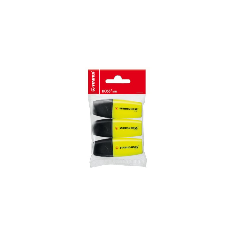 3 pezzi Evidenziatore Stabilo Boss Mini colore giallo