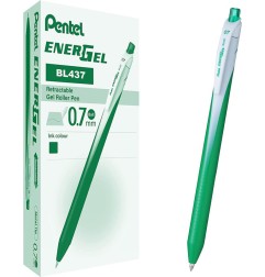 1 - PENTEL 12 pezzi Penna Roller Energel 07 verde a scatto