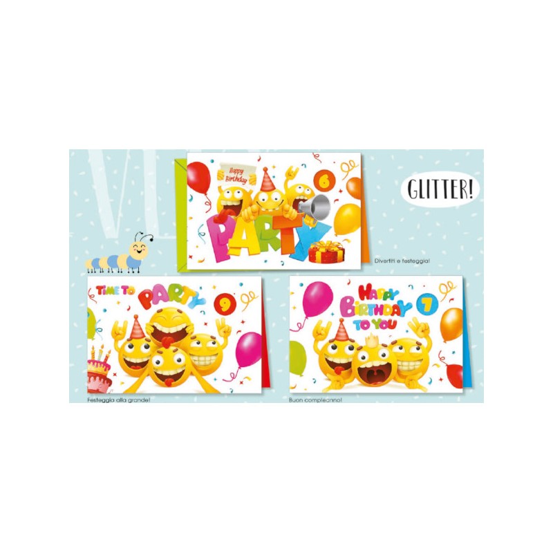 CROMO 12 Biglietti COMPLEANNO Bambini Assortiti  BC.5470