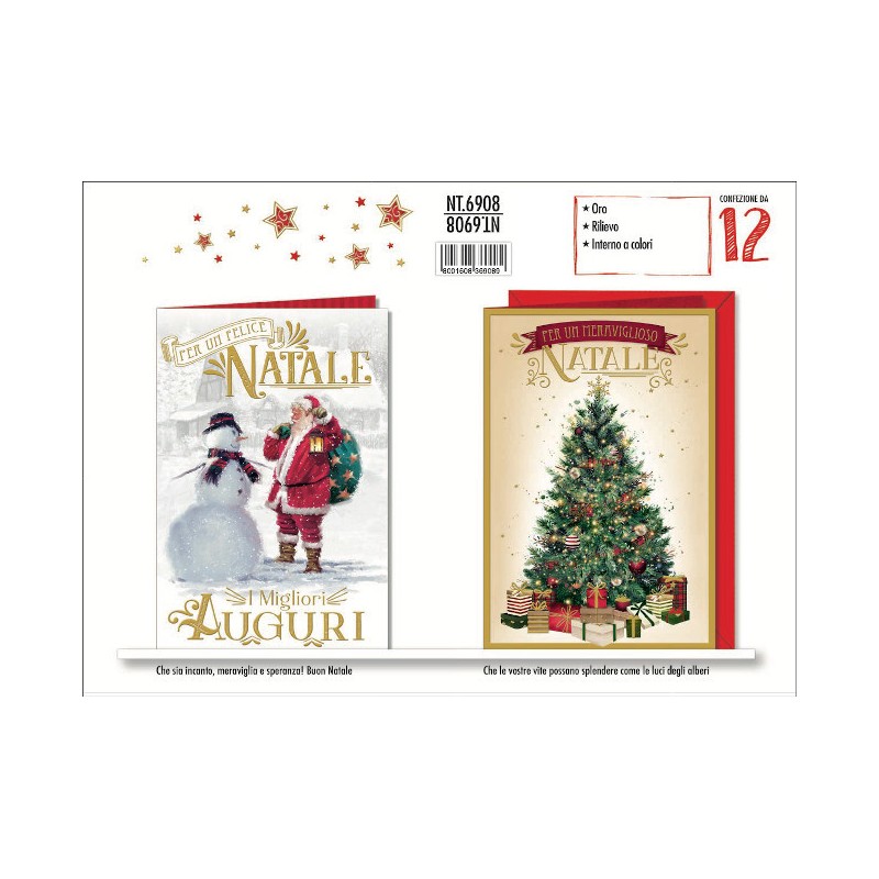 Biglietti Natale acquarello -12pz NT6908