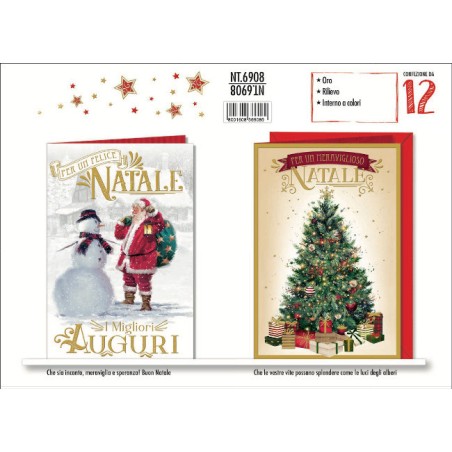 Biglietti Natale acquarello -12pz NT6908