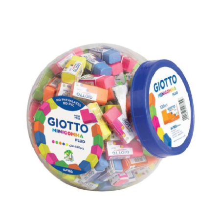 Giotto Boccia 120 Minigomme Fluo, Gomme da Cancellare Colorate colori assortiti 2327