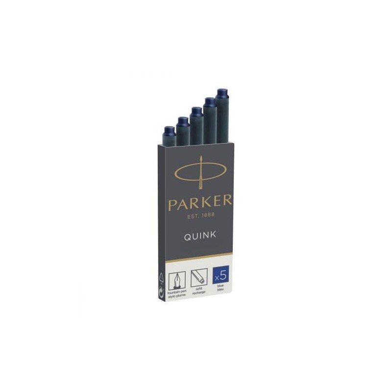 Confezione da 5 Cartucce Parker Quink Blu per Penne Stilografiche 1950384