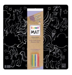 Funny Mat Black Tovaglietta in polipropilene riutilizzabile stampata cm.40x40 -UNICORNI- 0707