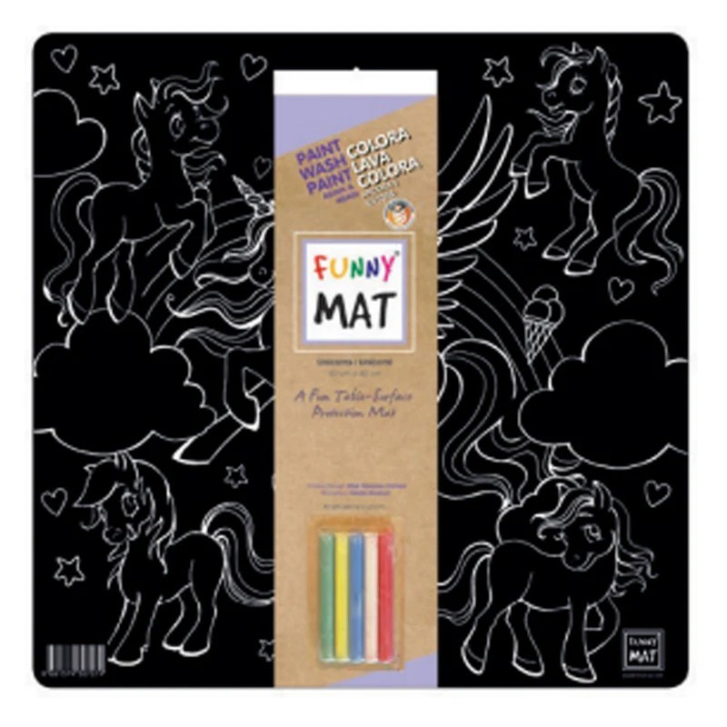 Funny Mat Black Tovaglietta in polipropilene riutilizzabile stampata cm.40x40 -UNICORNI- 0707