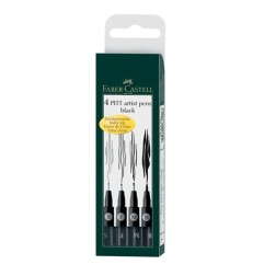 Set di 4 Penne a China Faber-Castell Pitt Artist Pen Nere, Punte F, S, M, B - 167100