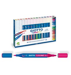 Set Pennarelli Giotto Turbo Pro Doppia Punta - 15 Colori F427800