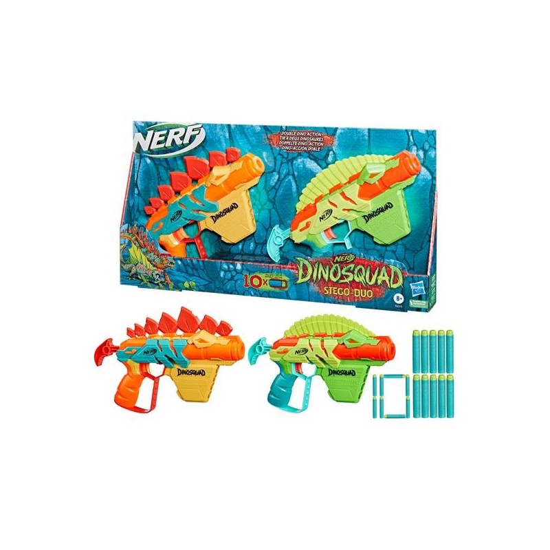 Nerf DinoSquad Stego-Duo - Set di 2 Blaster con 10 Dardi F6315