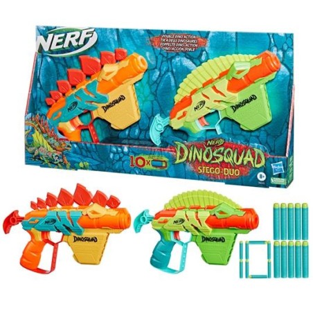 Nerf DinoSquad Stego-Duo - Set di 2 Blaster con 10 Dardi F6315