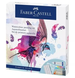 SET PAINTING SET AQUARELL FABER CASTELL 12 tempere acquerello + 4 pennelli + 1 stencil +1 vaschetta 169618